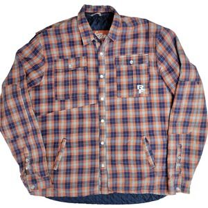 Race Face Loam Ranger Mens Flannel Jacket Plaid Quilted Lined Orange Blue XL